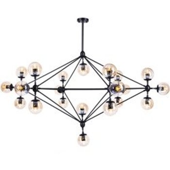 Pendant lamp ASTRIFERO-21 black & amber 165 cm