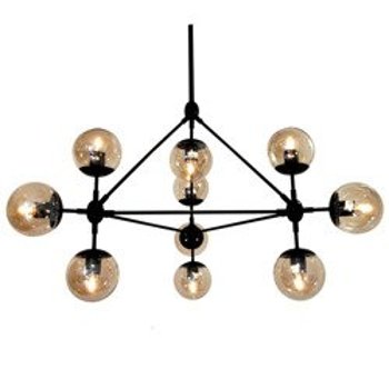 Pendant lamp ASTRIFERO-10 black & amber 91 cm