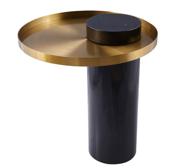 Coffee table COLUMN black marble stone + gold 55 cm