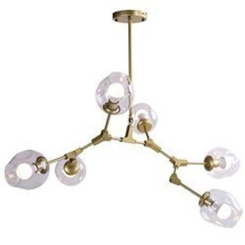 Pendant lamp MODERN ORCHID-6 gold & grey 130 cm