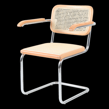 Armchair VIENNA natural ratten + chrome