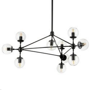 Pendant lamp ASTRIFERO-10 black & transparent 90 cm