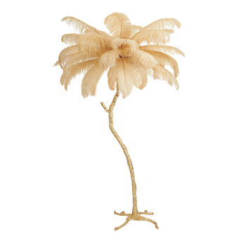 Floor lamp EMU natrual ostrich feathers beige 150 cm