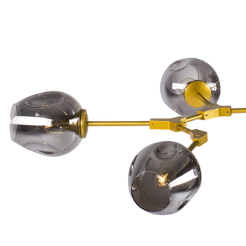 Pendant lamp MODERN ORCHID-9 black & amber 150 cm