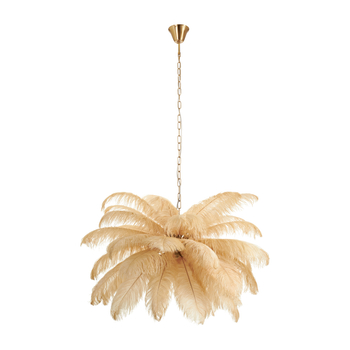 Pendant lamp EMU natrual ostrich feathers beige 100 cm
