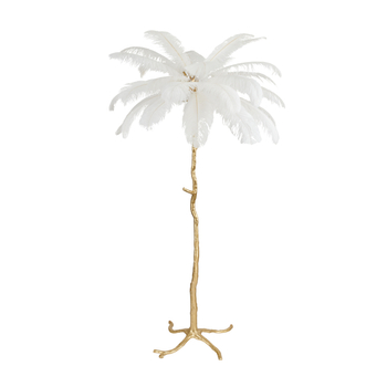 Floor lamp EMU natrual ostrich feathers white 170 cm