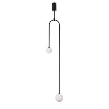 Lampa wisząca LOOP czarna 123 cm z białymi kloszami - nowoczesna do salonu