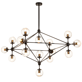 Pendant lamp ASTRIFERO-15 black & amber 110 cm