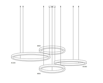 Pendant lamp CIRCLE 80+80+100+120 LED brass