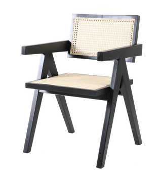 Krzesło BOHO drewniane w kolorze czarnym z podłokietnikami