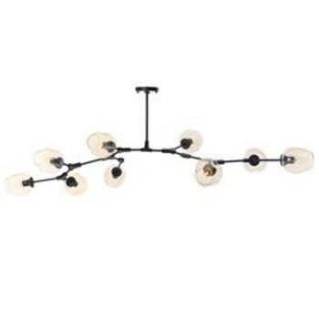 Pendant lamp MODERN ORCHID-9 black & amber 150 cm