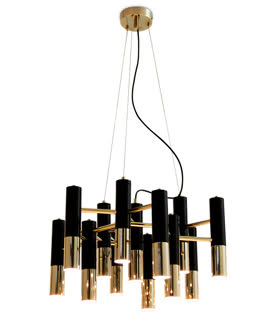 Pendant lamp GOLDEN PIPE-13 black & gold 60 cm
